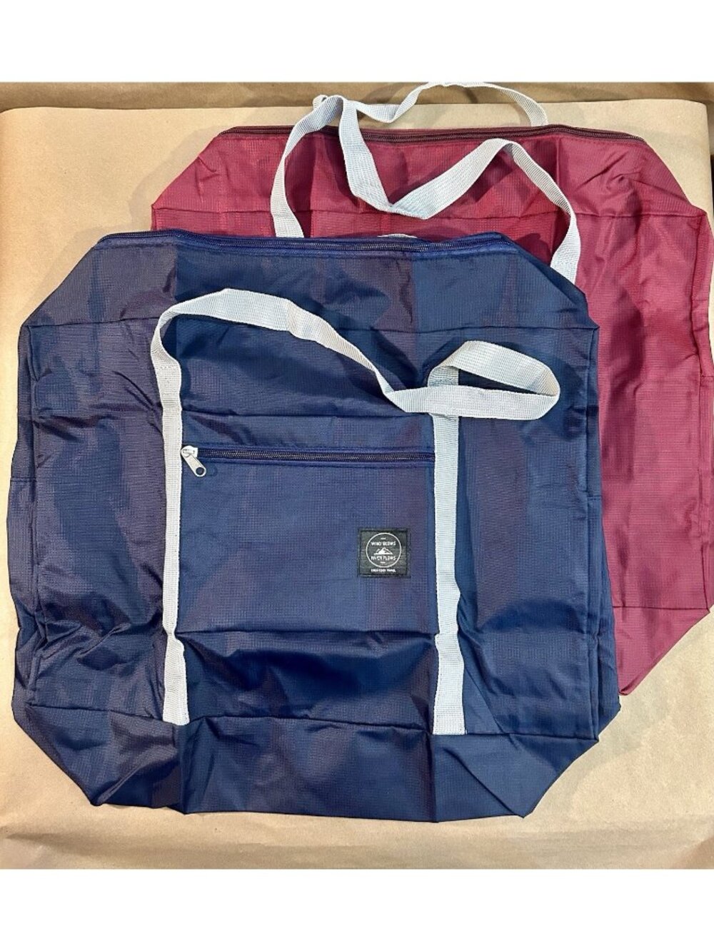Wind Blows River Flows Foldable Travel Duffel Bag- 2 Pack- 12"x18"x6"